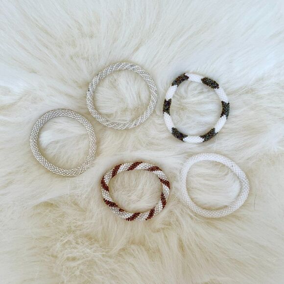 HAND CRAFTED in Nepal Beaded Bracelets (set of 5) WGB1 - Picture 2 of 4